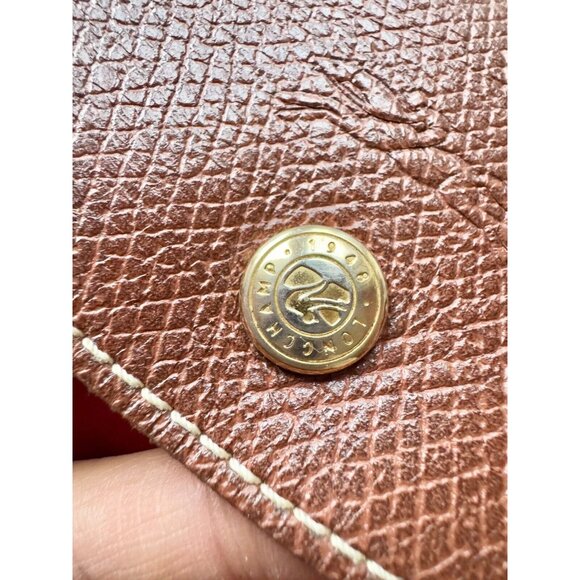 *Worn* LONGCHAMP Le Pliage Original M Red Nylon Canvas Leather Trim Tote Bag - Picture 10 of 16